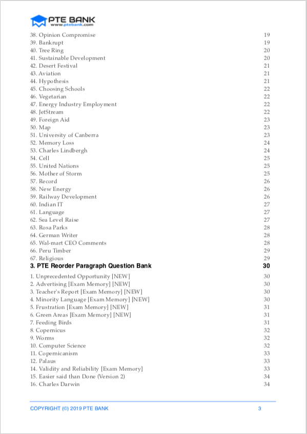 PTE Reorder Paragraphs