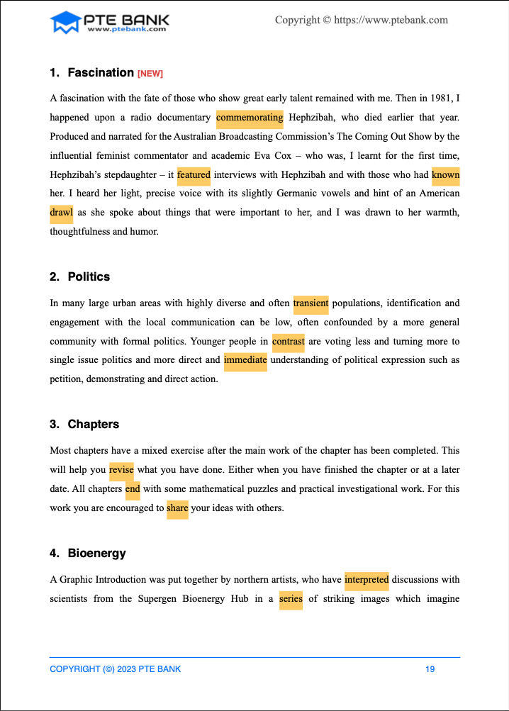 Fill in the blanks PTE