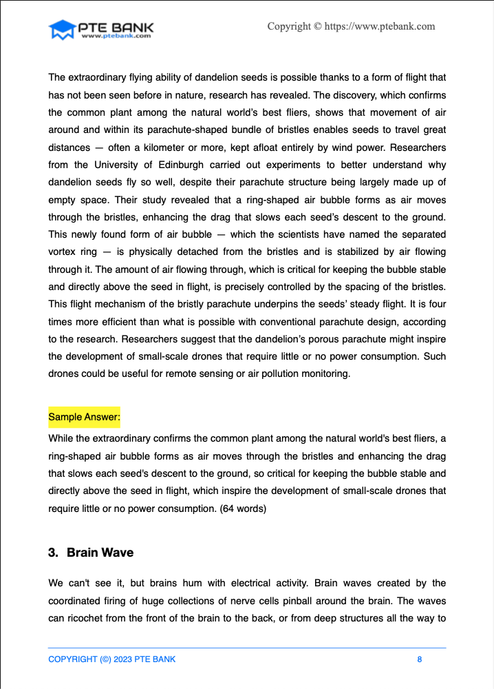 PTE Reading and writing materials